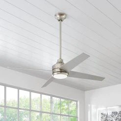 Home Decorators Collection Mercer 56 in. Integrated LED Brushed Nickel Ceiling Fan with Light Kit and Remote Control -Flora Home Decorators Soldes brushed nickel home decorators collection ceiling fans with lights 54625 40 1000