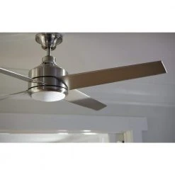Home Decorators Collection Mercer 52 in. Integrated LED Indoor Brushed Nickel Ceiling Fan with Light Kit works with Google Assistant and Alexa -Flora Home Decorators Soldes brushed nickel home decorators collection ceiling fans with lights 54725 bond 1d 1000