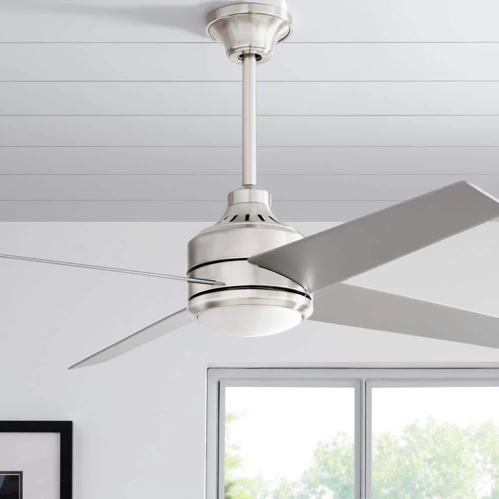 Home Decorators Collection Mercer 52 in. LED Indoor Brushed Nickel Ceiling Fan with Light Kit and Remote Control 4 Home Decorators Collection Mercer 52 in. LED Indoor Brushed Nickel Ceiling Fan with Light Kit and Remote Control - Image 2