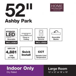 Home Decorators Collection Ashby Park 52 in. White Color Changing Integrated LED Brushed Nickel Ceiling Fan with Light Kit and Remote Control -Flora Home Decorators Soldes brushed nickel home decorators collection ceiling fans with lights 59252 fa 1000