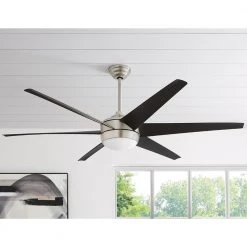 Home Decorators Collection Windward 68 in. White Color Changing Integrated LED Brushed Nickel Ceiling Fan with Light Kit, DC Motor and Remote -Flora Home Decorators Soldes brushed nickel home decorators collection ceiling fans with lights 68000 44 1000