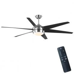 Home Decorators Collection Windward 68 in. White Color Changing Integrated LED Brushed Nickel Ceiling Fan with Light Kit, DC Motor and Remote