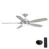 Home Decorators Collection Wilmington 52 in. LED Brushed Nickel Ceiling Fan with Light and Remote Control works with Google and Alexa -Flora Home Decorators Soldes brushed nickel home decorators collection ceiling fans with lights am696 bn b 64 1000