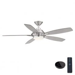 Home Decorators Collection Wilmington 52 in. LED Brushed Nickel Ceiling Fan with Light and Remote Control works with Google and Alexa