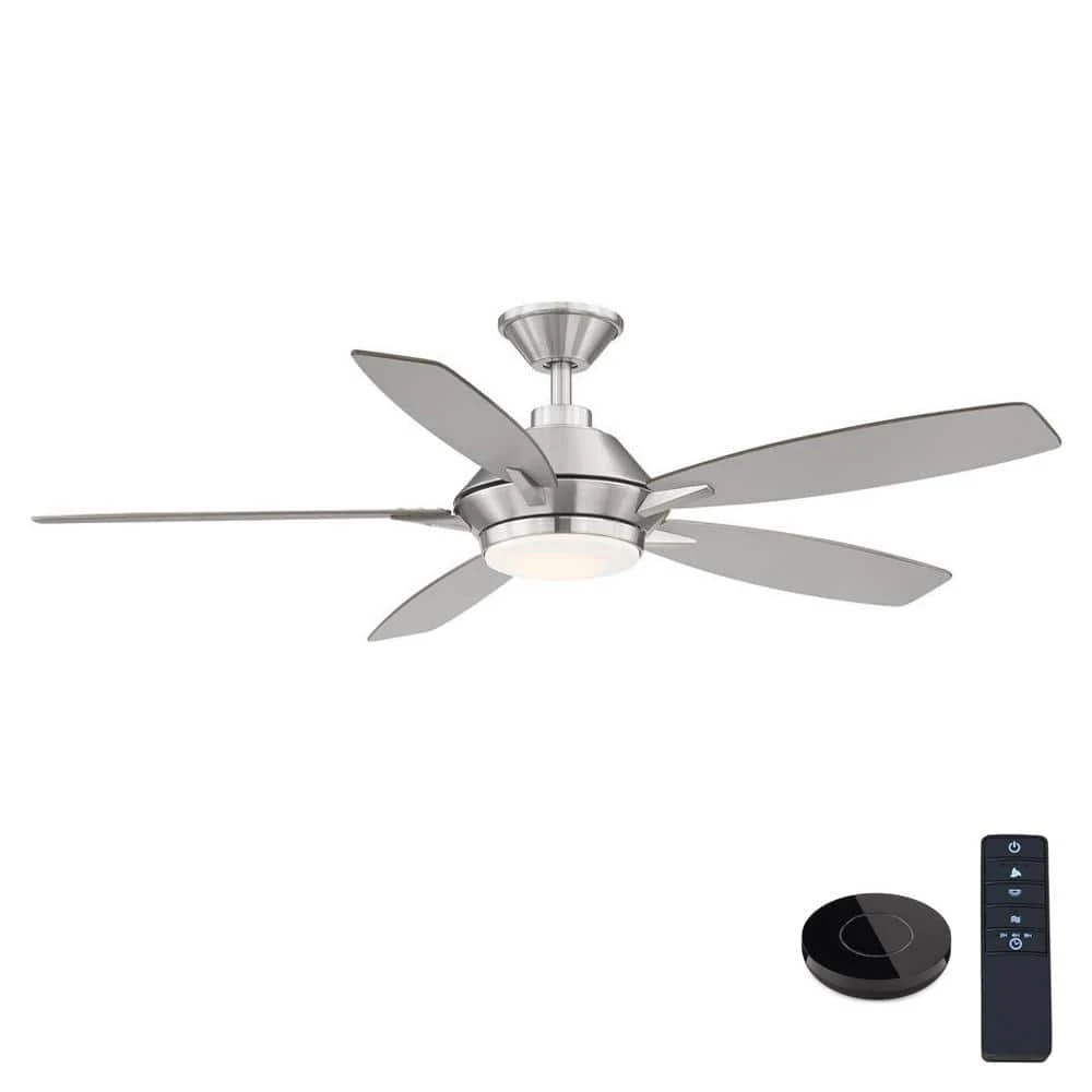 Home Decorators Collection Wilmington 52 in. LED Brushed Nickel Ceiling Fan with Light and Remote Control works with Google and Alexa 3 Home Decorators Collection Wilmington 52 in. LED Brushed Nickel Ceiling Fan with Light and Remote Control works with Google and Alexa