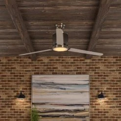 Home Decorators Collection Railey 60 in. LED Indoor Brushed Nickel Ceiling Fan with Light Kit and Remote Control -Flora Home Decorators Soldes brushed nickel home decorators collection ceiling fans with lights yg446 bn 4f 1000