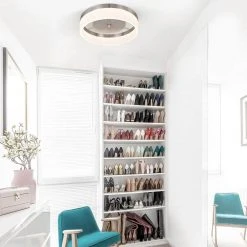 Home Decorators Collection 13.75 in. 21-Watt Brushed Nickel Integrated LED Ceiling Flush Mount -Flora Home Decorators Soldes brushed nickel home decorators collection flush mount lights 20747 001 40 1000