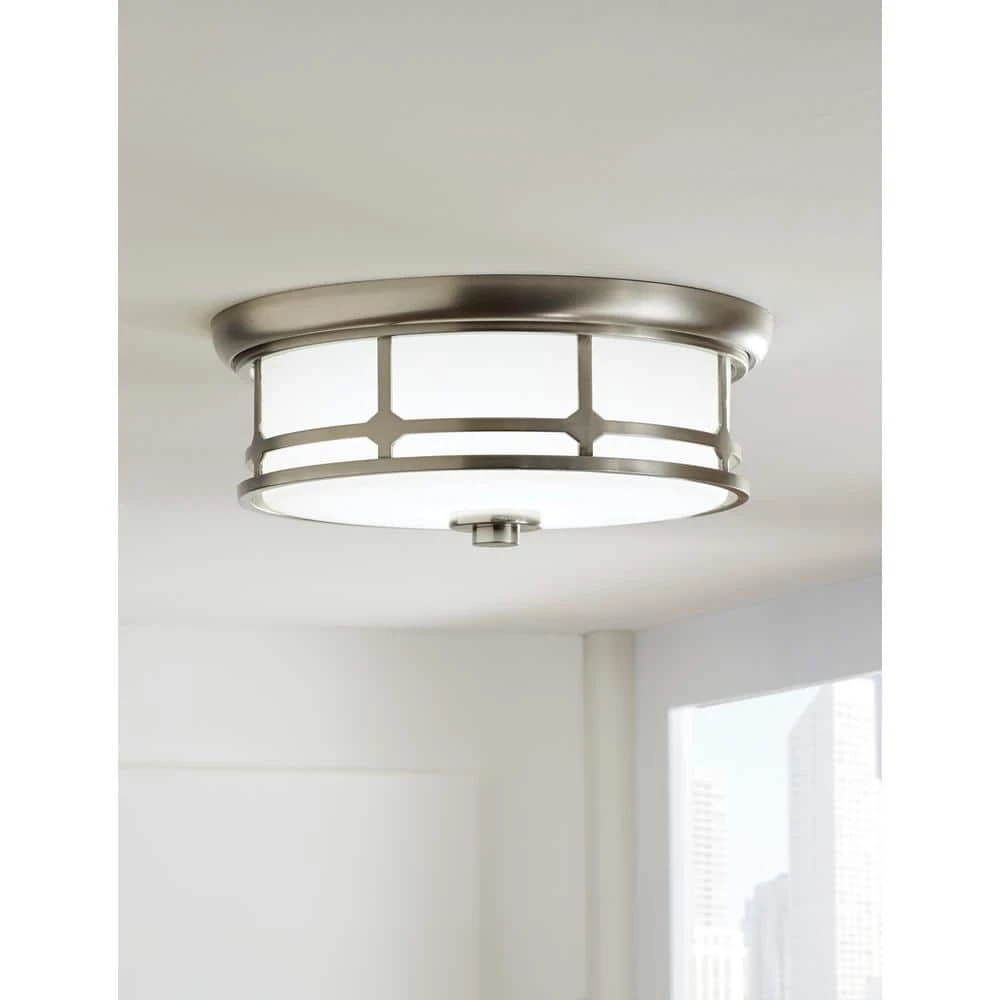 Home Decorators Collection Portland Court 14 in. Brushed Nickel LED Flush Mount Ceiling Light 4 Home Decorators Collection Portland Court 14 in. Brushed Nickel LED Flush Mount Ceiling Light - Image 2