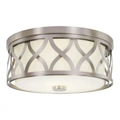 Home Decorators Collection 3-Light Brushed Nickel Flush Mount with Etched White Glass
