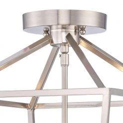 Home Decorators Collection Weyburn 16.5 in. 4-Light Brushed Nickel Lantern Farmhouse Semi-Flush Mount Kitchen Ceiling Light Fixture -Flora Home Decorators Soldes brushed nickel home decorators collection flush mount lights c5596 bn 44 1000
