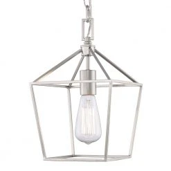 Home Decorators Collection Weyburn 1-Light Caged Brushed Nickel Farmhouse Hanging Mini Kitchen Pendant Light -Flora Home Decorators Soldes brushed nickel home decorators collection pendant lights 16201 bn 4f 1000