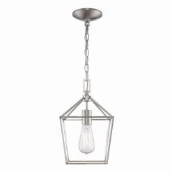 Home Decorators Collection Weyburn 1-Light Caged Brushed Nickel Farmhouse Hanging Mini Kitchen Pendant Light -Flora Home Decorators Soldes brushed nickel home decorators collection pendant lights 16201 bn 77 1000
