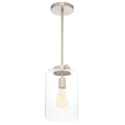 Home Decorators Collection Mullins 1-Light Brushed Nickel Mini Pendant with Clear Glass Shade -Flora Home Decorators Soldes brushed nickel home decorators collection pendant lights 27228 44 1000