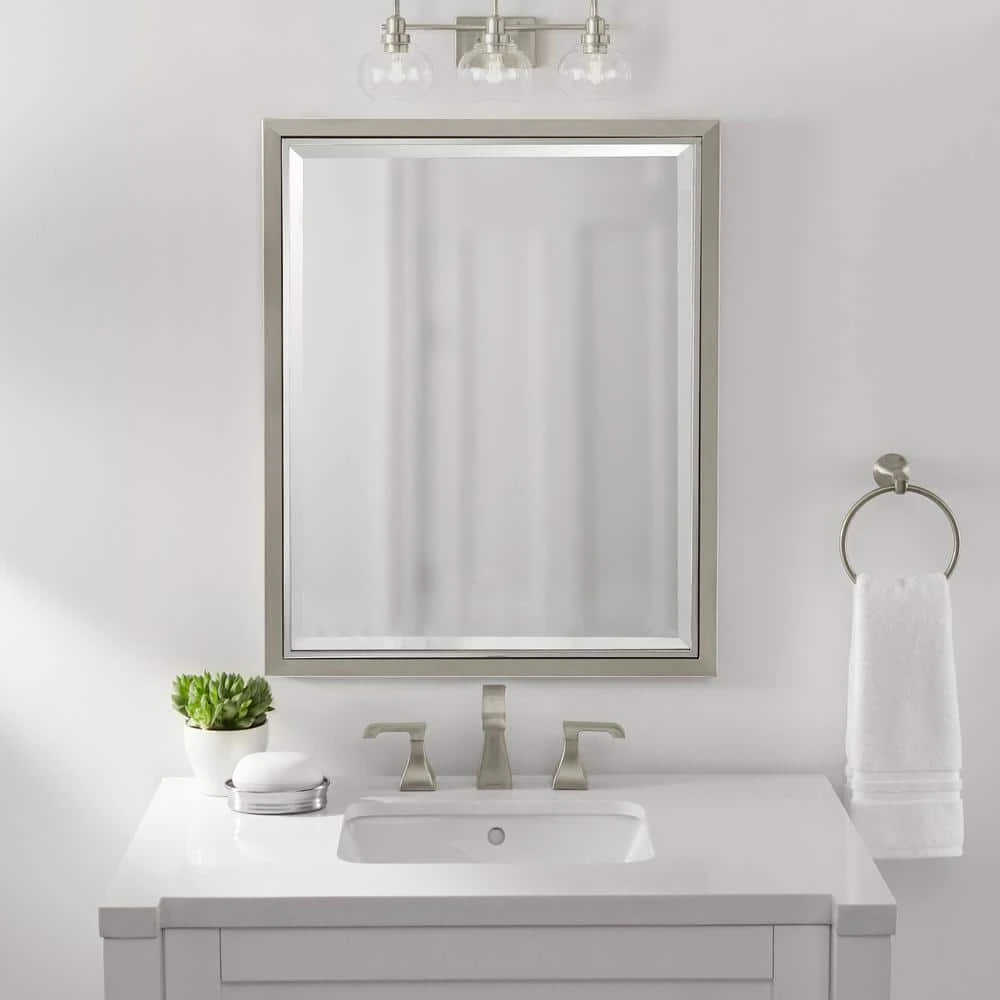 Home Decorators Collection Halyn 23 in. 3-Light Brushed Nickel Bathroom Vanity Light with Clear Glass Shades 15 Home Decorators Collection Halyn 23 in. 3-Light Brushed Nickel Bathroom Vanity Light with Clear Glass Shades - Image 13