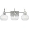 Home Decorators Collection Halyn 23 in. 3-Light Brushed Nickel Bathroom Vanity Light with Clear Glass Shades -Flora Home Decorators Soldes brushed nickel home decorators collection vanity lighting 1019hdcbndi 64 1000