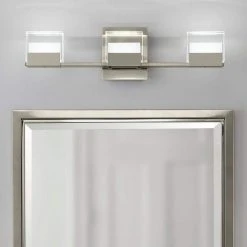 Home Decorators Collection VICINO 3-Light Brushed Nickel Integrated LED Bathroom Vanity Light Bar -Flora Home Decorators Soldes brushed nickel home decorators collection vanity lighting 204984a 40 1000