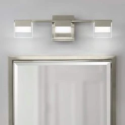 Home Decorators Collection VICINO 3-Light Brushed Nickel Integrated LED Bathroom Vanity Light Bar -Flora Home Decorators Soldes brushed nickel home decorators collection vanity lighting 204984a e1 1000