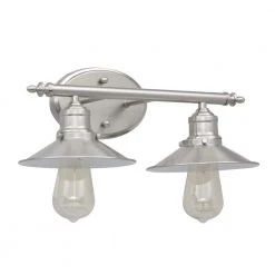 Home Decorators Collection Glenhurst 16 in. 2-Light Brushed Nickel Farmhouse Bathroom Vanity Light Fixture with Metal Shades -Flora Home Decorators Soldes brushed nickel home decorators collection vanity lighting hd 8002 bn 4f 1000