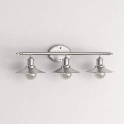 Home Decorators Collection Glenhurst 25 in. 3-Light Brushed Nickel Farmhouse Bathroom Vanity Light Fixture with Metal Shades -Flora Home Decorators Soldes brushed nickel home decorators collection vanity lighting hd 8003 bn 31 1000