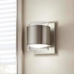 Home Decorators Collection Upton Brushed Nickel LED Sconce -Flora Home Decorators Soldes brushed nickel home decorators collection wall sconces jjm3482l 44 1000