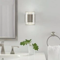 Home Decorators Collection Upton Brushed Nickel LED Sconce -Flora Home Decorators Soldes brushed nickel home decorators collection wall sconces jjm3482l c3 1000