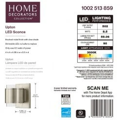 Home Decorators Collection Upton Brushed Nickel LED Sconce -Flora Home Decorators Soldes brushed nickel home decorators collection wall sconces jjm3482l d4 1000