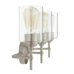 Home Decorators Collection Ayelen 22 in. 3-Light Brushed Nickel Modern Bathroom Vanity Light -Flora Home Decorators Soldes brushed nickel with clear glass home decorators collection vanity lighting 39109 hbu 66 1000