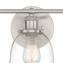 Home Decorators Collection Evelyn 26.75 in. 3-Light Brushed Nickel Modern Industrial Bathroom Vanity Light with Clear Glass Shades -Flora Home Decorators Soldes brushed nickel with clear glass home decorators collection vanity lighting hb2586 35 4f 1000