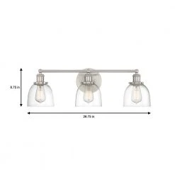 Home Decorators Collection Evelyn 26.75 in. 3-Light Brushed Nickel Modern Industrial Bathroom Vanity Light with Clear Glass Shades -Flora Home Decorators Soldes brushed nickel with clear glass home decorators collection vanity lighting hb2586 35 a0 1000