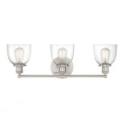 Home Decorators Collection Evelyn 26.75 in. 3-Light Brushed Nickel Modern Industrial Bathroom Vanity Light with Clear Glass Shades -Flora Home Decorators Soldes brushed nickel with clear glass home decorators collection vanity lighting hb2586 35 c3 1000