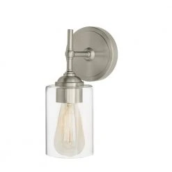 Home Decorators Collection Ayelen 1-Light Brushed Nickel Indoor Wall Sconce, Modern Wall Light -Flora Home Decorators Soldes brushed nickel with clear glass home decorators collection wall sconces 39342 hbu 1d 1000