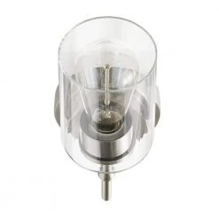 Home Decorators Collection Ayelen 1-Light Brushed Nickel Indoor Wall Sconce, Modern Wall Light -Flora Home Decorators Soldes brushed nickel with clear glass home decorators collection wall sconces 39342 hbu 66 1000