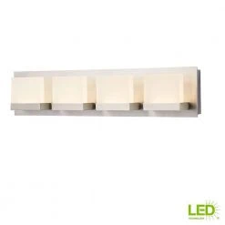 Home Decorators Collection Alberson Collection 4-Light Brushed Nickel LED Vanity Light with Frosted Acrylic Shade -Flora Home Decorators Soldes brushed nickel with frosted glass home decorators collection vanity lighting 28025 hbu 76 1000