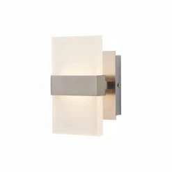 Home Decorators Collection Alberson 5 in. Brushed Nickel 2-Light LED Sconce