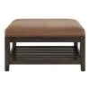 Home Decorators Collection Hayesbrook Camel Upholstered Square Ottoman with Nailhead Trim and Smoke Wood Accents (32" W)