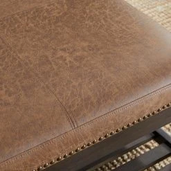 Home Decorators Collection Hayesbrook Camel Upholstered Square Ottoman with Nailhead Trim and Smoke Wood Accents (32" W) -Flora Home Decorators Soldes camel smoke home decorators collection ottomans akf19 32 a a0 1000