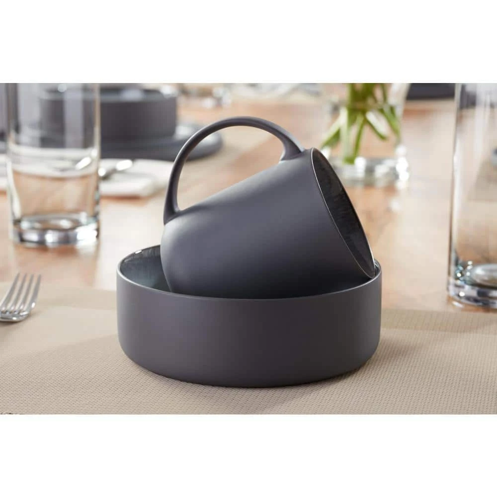 Home Decorators Collection Pierce 16-Piece Charcoal and Shadow Gray Contrast Stoneware Dinnerware Set (Service for 4) 7 Home Decorators Collection Pierce 16-Piece Charcoal and Shadow Gray Contrast Stoneware Dinnerware Set (Service for 4) - Image 5