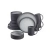 Home Decorators Collection Pierce 16-Piece Charcoal and Shadow Gray Contrast Stoneware Dinnerware Set (Service for 4) -Flora Home Decorators Soldes charcoal and shadow gray home decorators collection dinnerware sets hl861650 64 1000