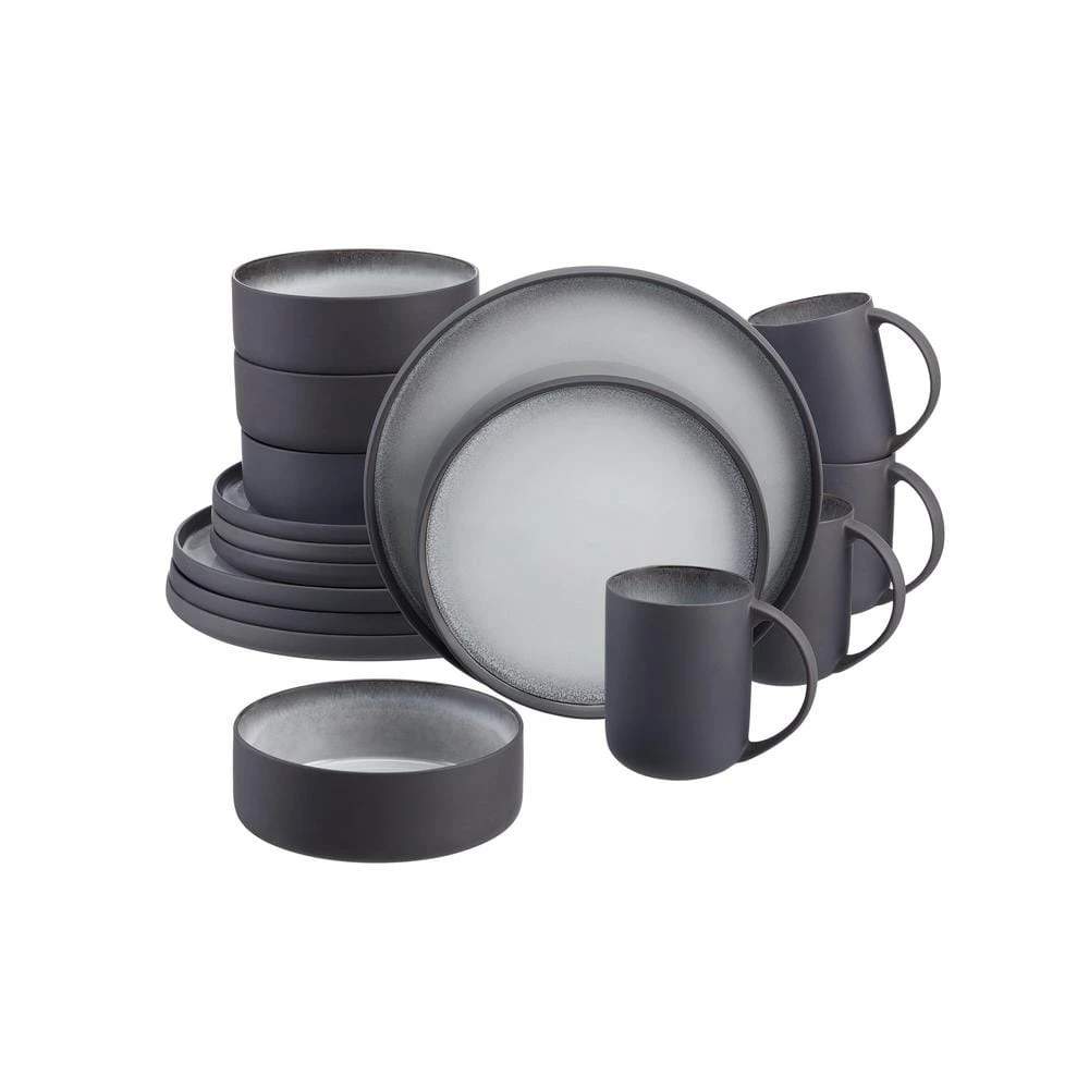 Home Decorators Collection Pierce 16-Piece Charcoal and Shadow Gray Contrast Stoneware Dinnerware Set (Service for 4) 3 Home Decorators Collection Pierce 16-Piece Charcoal and Shadow Gray Contrast Stoneware Dinnerware Set (Service for 4)