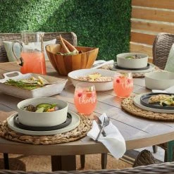 Home Decorators Collection Trenblay Melamine Dinnerware Set in Charcoal Black (Service For 4) -Flora Home Decorators Soldes charcoal black home decorators collection dinnerware sets tpl1105mdsbb 31 1000