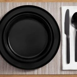 Home Decorators Collection Trenblay Melamine Dinnerware Set in Charcoal Black (Service For 4) -Flora Home Decorators Soldes charcoal black home decorators collection dinnerware sets tpl1105mdsbb 40 1000