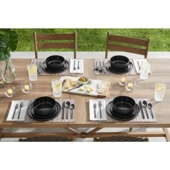 Home Decorators Collection Trenblay Melamine Dinnerware Set in Charcoal Black (Service For 4) -Flora Home Decorators Soldes charcoal black home decorators collection dinnerware sets tpl1105mdsbb e1 1000