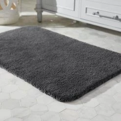 Home Decorators Collection Eloquence Charcoal 24 in. x 40 in. Nylon Machine Washable Bath Mat
