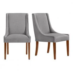 Home Decorators Collection Leaham Charcoal Upholstered Dining Chairs with Walnut Accents (Set of 2) -Flora Home Decorators Soldes charcoal home decorators collection dining chairs 57 3 77 1000