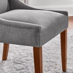 Home Decorators Collection Leaham Charcoal Upholstered Dining Chairs with Walnut Accents (Set of 2) -Flora Home Decorators Soldes charcoal home decorators collection dining chairs 57 3 a0 1000