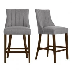 Home Decorators Collection Scotsfield Channel Tufted Upholstered Bar Stools in Charcoal (Set of 2) -Flora Home Decorators Soldes charcoal home decorators collection dining chairs 59 2 77 1000