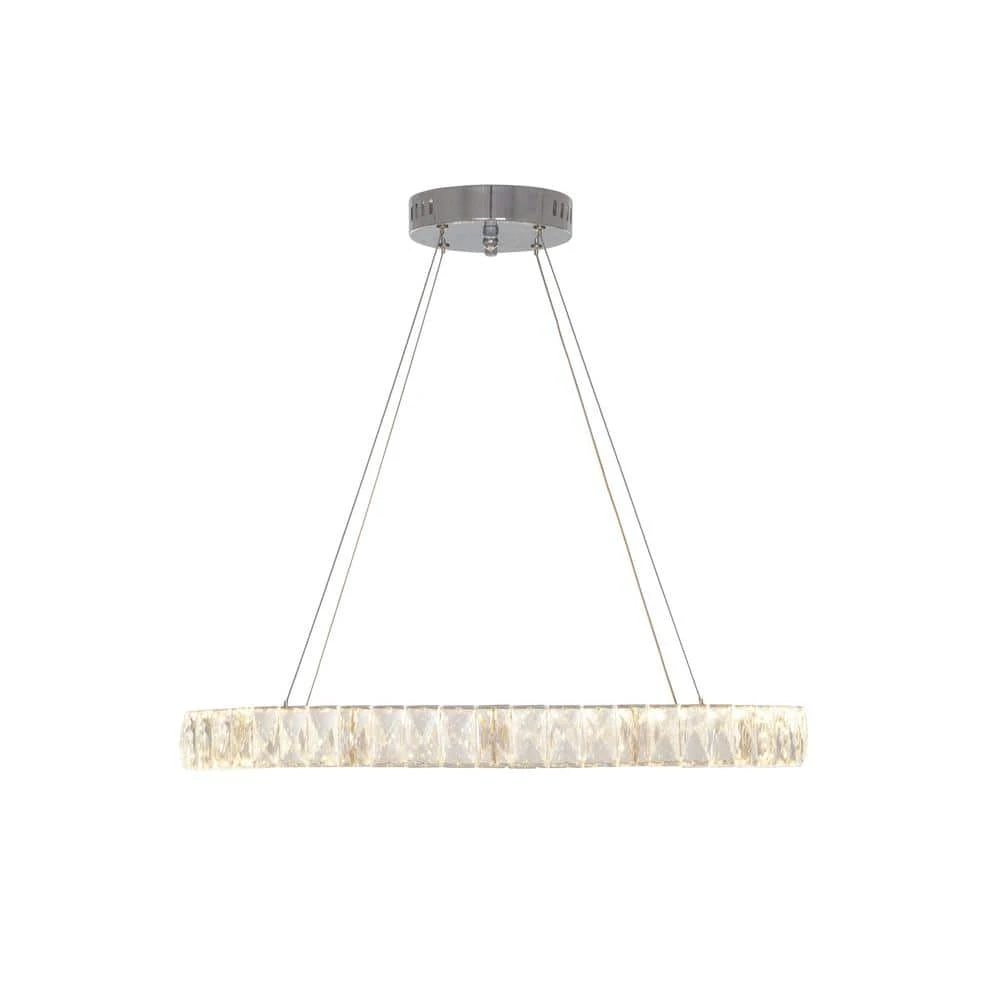 Home Decorators Collection 24 in. Chrome Integrated LED Pendant with Clear Crystals 8 Home Decorators Collection 24 in. Chrome Integrated LED Pendant with Clear Crystals - Image 6