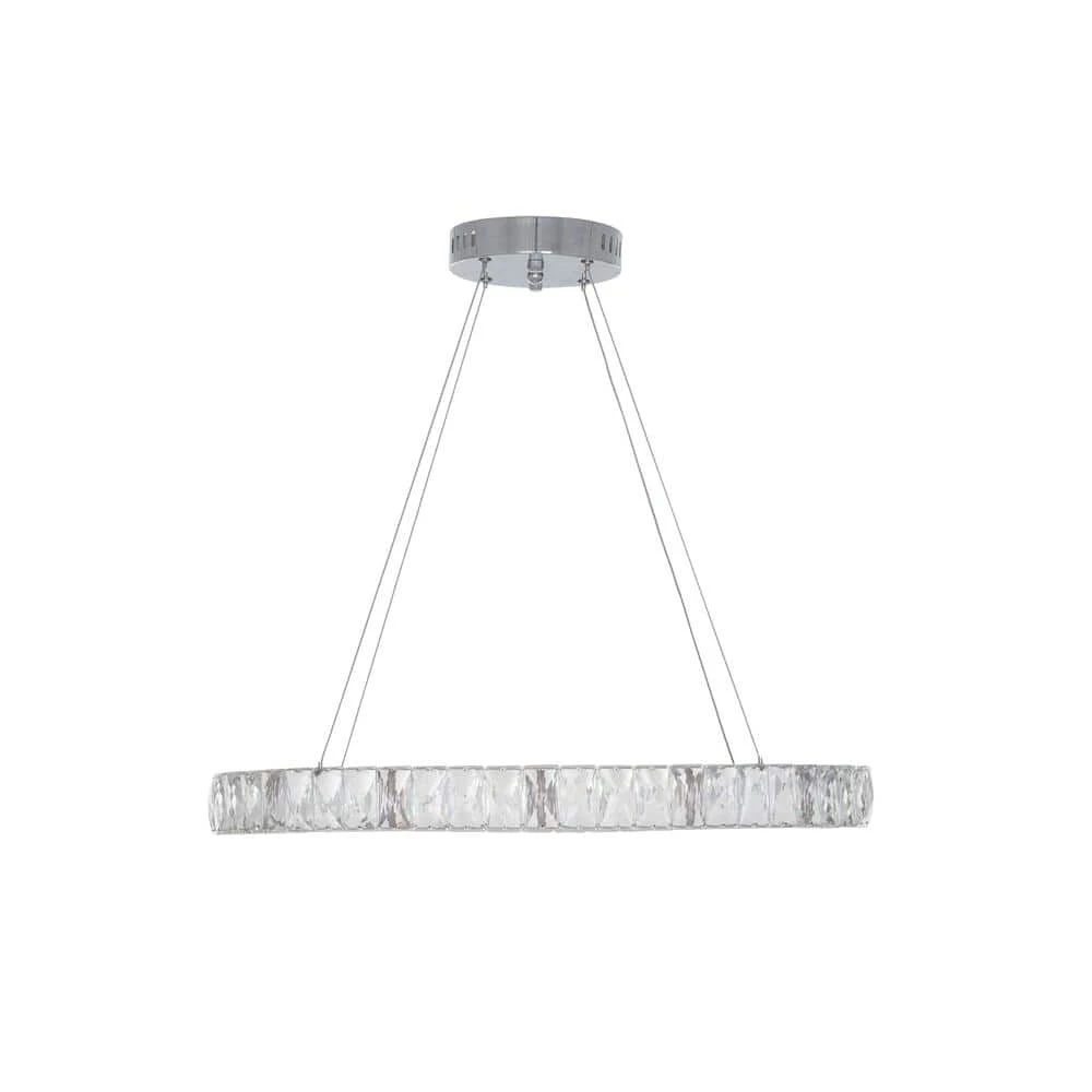 Home Decorators Collection 24 in. Chrome Integrated LED Pendant with Clear Crystals 7 Home Decorators Collection 24 in. Chrome Integrated LED Pendant with Clear Crystals - Image 5