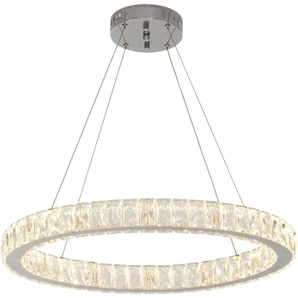 Home Decorators Collection 24 in. Chrome Integrated LED Pendant with Clear Crystals 3 Home Decorators Collection 24 in. Chrome Integrated LED Pendant with Clear Crystals