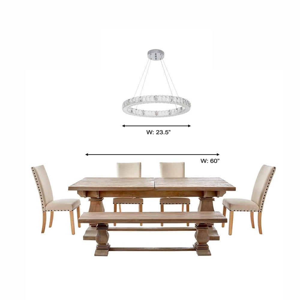 Home Decorators Collection 24 in. Chrome Integrated LED Pendant with Clear Crystals 5 Home Decorators Collection 24 in. Chrome Integrated LED Pendant with Clear Crystals - Image 3